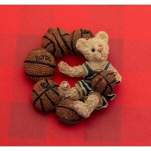 Vintage Mid Century Teddy Bear Basketball Brooch - O15